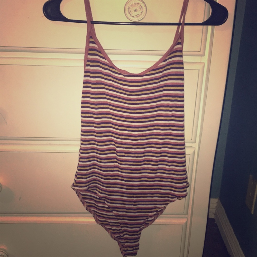 One-piece Striped Spaghetti Tank